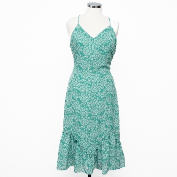 LULU'S. Green Floral Print Midi Dress - Picture 2 of 14